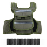 Garvee Weighted Vest for Men 45 LBS Adjustable with Shoulder Pads Reflective Stripe Pockets Running Walking Home Gym Green