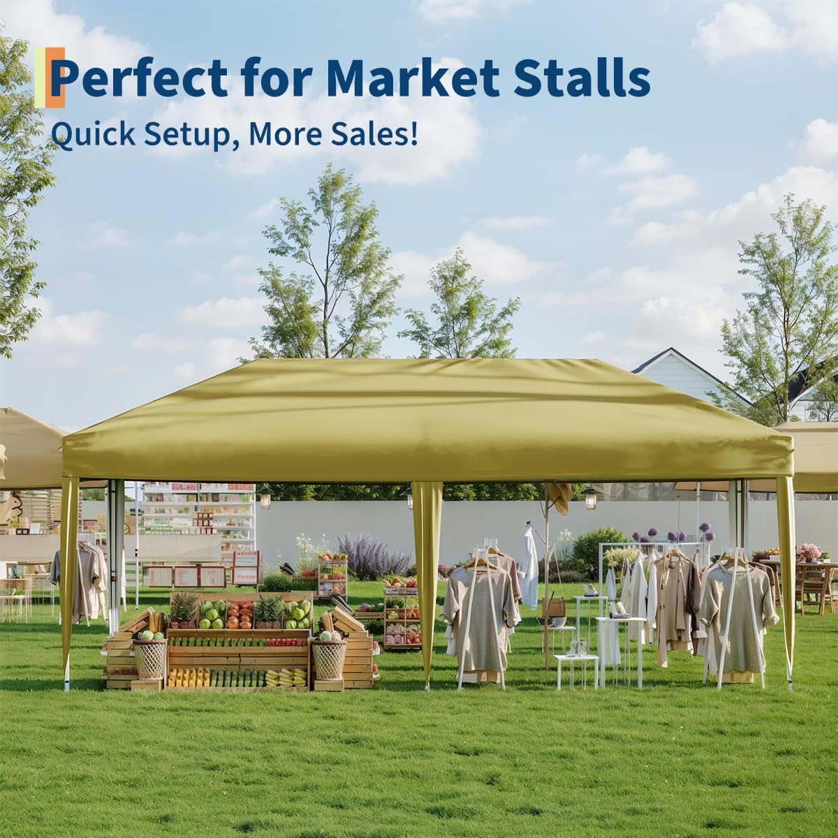 Garvee 10x20 Pop-Up Canopy Tent, 200 Sq Ft Shade, One-Push Setup, 210D Oxford Fabric, 6 Sidewalls, Steel Frame, Portable Roller Bag, Outdoor Events & Camping