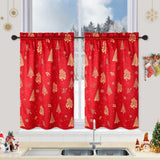 Garvee Christmas Kitchen Curtains for Windows, Velvet Short Curtains, Christmas Decoration Cafe Curtains, Thermal Insulated Room Darkening Curtain (Red, 52" W x 36" L, Set of 2 - Red
