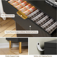 Garvee Black Dresser, Modern 6 Drawer Dresser for Bedroom with Gold Handle and Large Drawer, Wood Double Chest of Drawers and Storage Organizer for Living Room, Hallway, Entryway