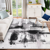 Garvee Modern Abstract Area Rug, 9x12 Machine Washable Non-Slip Accent Carpet, 9x12 Contemporary Art Ink Texture Rug, Soft Low-Pile Floor Carpet Rug for Kitchen Living Room Bedroom, Black Gray - Black Gray