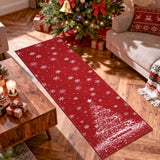 Garvee Washable Christmas 2x6 Runner Rugs for Hallway Non-Slip Christmas Carpet Runner, Non-Shedding Low Pile Bedside Rugs, Holiday Rug with Christmas Tree Snowflake Rug for Entryway Kitchen, Red - Classic Christmas Red