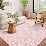 Garvee 10x13 Large Washable Living Room Rug Ultra-Soft Floral Print Pink Non-Slip Indoor Floor Cover - Pink
