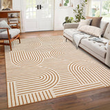 Garvee Washable Rug 6x9 Area Rugs for Living Room, Abstract Soft Rainbow Non Slip Throw Rugs with Rubber, Low Pile Stain Resistant Boho Geometric Carpet Orange - Orange