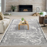 Garvee Rugs for Living Room 5x7 Washable Modern Stripe Carpet Non Slip Soft Rubber Backed Rug Beige Gray - Beige Gray