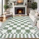 Garvee 8×10 Area Rugs Sage Green Checkered Non-Slip Washable Soft Low-Pile Modern Farmhouse Rug for Living Room Bedroom Dining Room - Sage Green