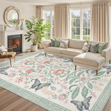 Garvee Green 8x10 Area Rugs Non Slip Floral Vintage Oriental Indoor Carpet for Living Room Kids Bedroom Dining Room Office Retro Accent Farmhouse Home Decor - Green
