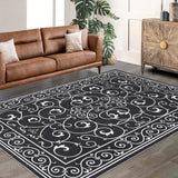 Garvee 8x10 Rug Washable Living Room Rugs Moroccan Area Rug for Bedroom Vintage Floral Office Rug Non-Slip Backing Throw Rugs Modern Area Rug Distressed Room Decor Ghothic Rug Black Rug - Black