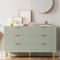 Garvee Green Dresser, Modern 6 Drawer Dresser for Bedroom with Gold Handle and Large Drawer, Wood Double Chest of Drawers and Storage Organizer for Living Room, Hallway, Entryway