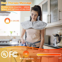 Garvee Massaging Heating Pad for Neck, Shoulders & Back, 24" x 35" Large Electric Heating Pad for Back Pain Relief with 3 Heat Levels, 4 Massage Settings, 2H Auto Shut-Off, 4 Massage Motors, Grey