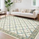 Garvee Green Area Rugs 9x12 Washable Modern Boho Floral Decor Non-Slip Ultra-Thin Carpet for Living Room Bedroom Dining Room, Green - Sage Green