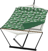 Garvee 2-Person Double Hammock with Stand, 450 LBS Capacity, Portable Steel Frame, Quilted Pad, Pillow & Carry Bag for Patio, Backyard, Camping & Beach - Green Banana Leaf