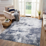 Garvee Abstract Blue 5x7 Modern Washable Area Rug – Soft, Stain-Resistant, Non-Slip Low-Pile Carpet for Living Room, Bedroom, Dining Room, Office, or Nursery - Blue