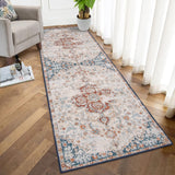 Garvee Runner Rug 2x6 Oriental Vintage Bohemian Rug Ultra Thin Hallway Rug Non-Slip Washable Floral Throw Rugs Carpet Non Shedding Indoor Rug for Kitchen Bedroom Living Room, Red/Beige - Red