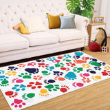 Garvee Colorful Animal Footprints Kids Area Rug, Washable Cartoon Play Mat with Low Profile Pile and Rubber Backing for Bedrooms, Playroom, Living Room, Classroom, 3 x 5 - White