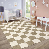 Garvee 5x7 Checkered Rug Neutral Beige Brown Washable Geometric Rug for Bedroom Living Room Office Classroom - Beige & Camel