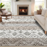 Garvee Boho Beige 8x10 Living Room Rug Area Rug Large Rug Washable Soft Geometric Rugs Non-Slip Neutral Rugs Non Shedding Morden Indoor Floor Carpet for Living Room Bedroom Office Dining Room Farmhouse - Beige