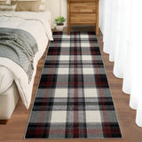 Garvee Washable 2x6 Runners Rug Non Slip Bath Mat Soft Plush Tartan Plaid Runner Black & White - Black & White