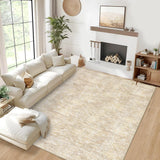 Garvee Washable Area Rug 9x12 Rug Living Room Rug Vintage Rugs for Bedroom Soft Large Area Rug Non Slip Throw Rugs Low Pile Stain Resistant Carpet for Nursery Dining Room Office Rug 9'x12' Beige - Beige