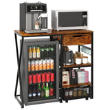 Garvee 41.7in Mini Fridge Shelf with Storage, 3-Tier Microwave Stand & Coffee Bar Organizer for Dorm and Apartment, Black
