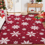 Garvee Christmas Washable Rug 8x10 Rug for Living Room Non Slip Soft Non Shedding Throw Rugs Large Area Rug for Bedroom Decor Stain Resistant Carpet for Dining Room Snow|Red 8'x10' - Red