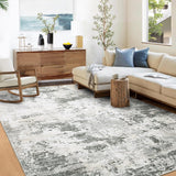 Garvee Abstract Grey-Green 3x5 Living Room Rugs, Modern Washable Bedroom Carpet Distressed Rug Contemporary Colorful Rugs for Office Vintage Rug Low Pile Area Rugs Indoor Floor Cover - Gray-Green