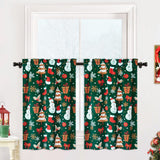 Garvee Christmas Short Curtains, Green Snow Man Christmas Window Curtains for Kitchen Living Room Bedroom Bathroom, 2 Panels Boho Xmas Home Decor Rod Pocket Half Window Cafe Curtains, 26" W x 24" L - Snowman Green