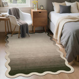Garvee Scalloped Taupe Ombre Rug Non Slip Large 10x13 for Living Room Bedroom Nursery Dining Office - Taupe