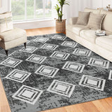 Garvee Washable Area Rug 5x7 Moroccan Rug Boho Modern Area Rug, Stain-Resistant Easy-Cleaning Rug Living Room Bedroom Dining Room Soft Accent Rug Farmhouse Office Home Decor - Gray