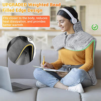 Garvee Massaging Heating Pad for Neck, Shoulders & Back, 24" x 35" Large Electric Heating Pad for Back Pain Relief with 3 Heat Levels, 4 Massage Settings, 2H Auto Shut-Off, 4 Massage Motors, Grey