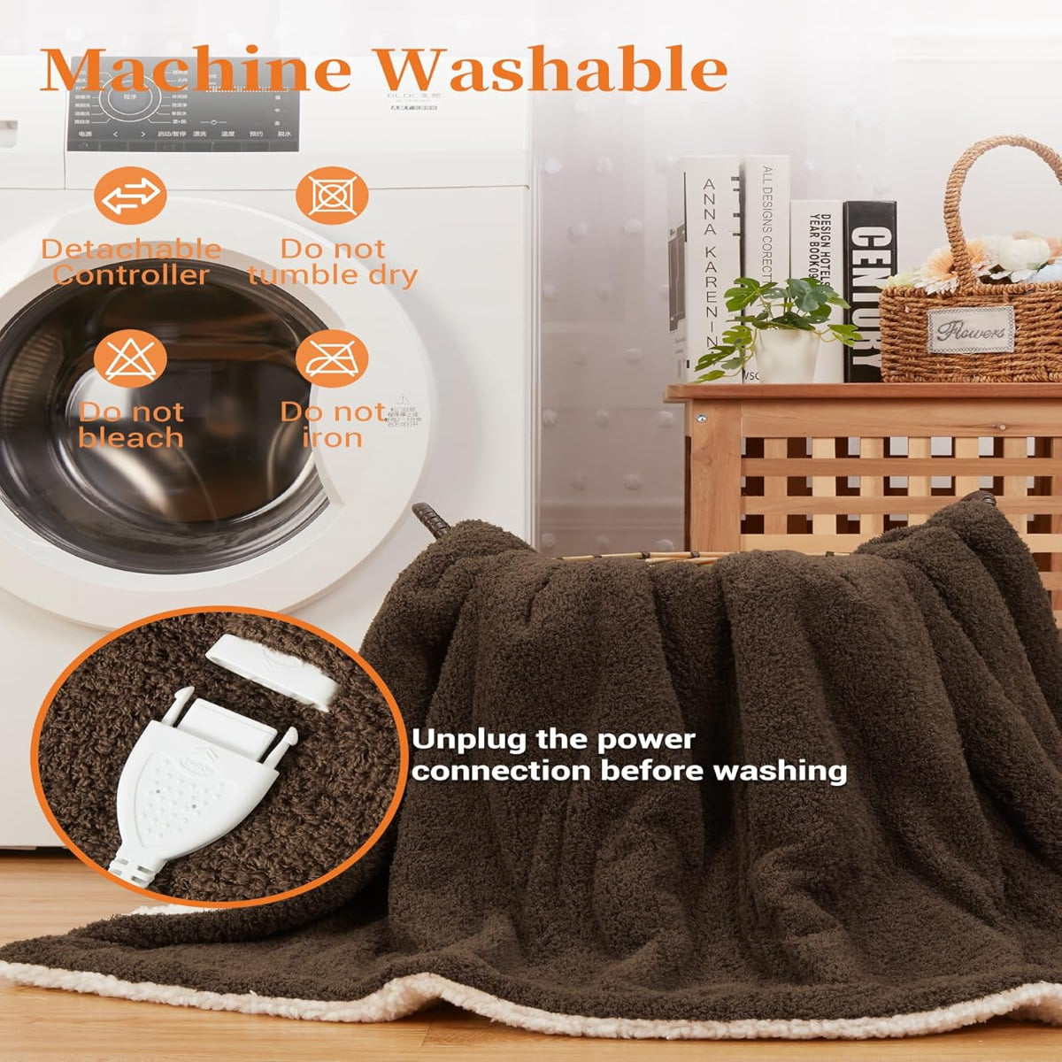Garvee King Size Electric Blanket, Heated Blanket Dual Control Soft Double Sherpa Cozy with 4 Heating Levels & 10H Auto Off, Over-Heat Protection, Machine Washable, ETL Certification, Brown 90"x100"
