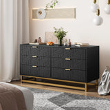Garvee Black 6 Drawer Dresser for Bedroom, Chest of Drawers with Metal Base, Modern Dresser Chest Cabinet Organizer, Large Dresser for Living Room, Hallway, Closet - Black