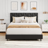 Garvee Grey Full Bed Frame with Upholstered Headboard, Heavy-Duty Platform Bed Frame, No Box Spring Needed, Easy Assembly, Noise Free - Gray