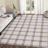 Garvee Geometric 10x13 Area Rug Washable Modern Checkered Non Slip Ultra Thin Low Pile Beige for Living Room Bedroom Nursery Dining Room Guest Room - Beige