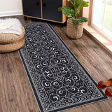 Garvee Vintage Washable Area Rugs 6x9 for Living Room Low Pile Indoor Floral Rug for Bedroom Large Soft Distressed Accent Rugs Non Shedding Indoor Carpets, Black - Black