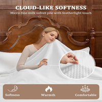 Garvee Heated Blanket Queen Size with Dual Control, Waffle Electric Blankets with ETL Certified, Soft Flannel Heating Blanket, 4 Heating Levels, 10 Hours Auto Off, White, Queen 84" x 90"