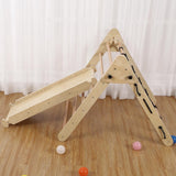 Garvee Jungle Gym for Toddlers - 2pcs Wooden Gym Playset with Triangle Folding Climbing Structure for Indoor Climbing and Sliding Fun