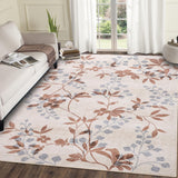 Garvee Modern Washable 5x7 Area Rugs Floral Print Non Slip Soft Beige for Living Room Bedroom Dining Room - Beige