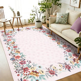 Garvee Pink 5x7 Area Rugs Floral Washable Non-Slip Low-Pile Carpet for Living Room Bedroom Dining Room - Pink
