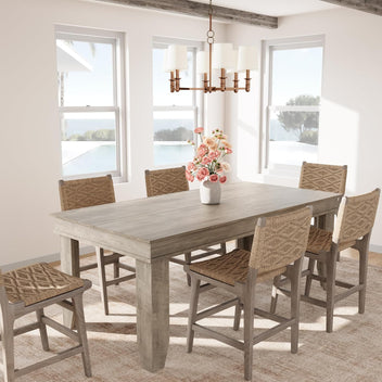 Garvee Farmhouse 71" Wood Rectangular Dining Table with L-Shaped Legs Suitable for 6-8 People for Dining Room, Grey