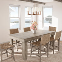 Garvee Farmhouse 71" Wood Rectangular Dining Table with L-Shaped Legs Suitable for 6-8 People for Dining Room, Grey