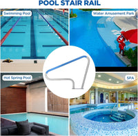 Garvee Pool Handrail 48x36 Pool Rail 304 Stainless Steel Silver Rustproof Pool Stair Rail with Blue Grip Cover Humanized Swimming Pool Railing, Quick Mount Accessories for Pools and Spas