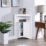 Garvee Corner Storage Cabinet Free Standing Sideboard Cabinet with 2 Doors and Shelves for Bathroom Kitchen Living Room Bedroom White