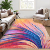 Garvee 5x7 Rug Washable Rugs Modern Abstract Colorful Area Rug for Living Room Bedroom Office Low Pile Neutral Soft Nursery Rug Non Slip Contemporary Farmhouse Floor Cover Blue and Pink - Pastel Pink & Blue