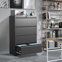 Garvee 4 Drawers Lateral File Cabinet, Metal Filing Cabinet with Lock for Home Office, Wide Steel Storage Cabinet Commercial Drawer Cabinets for Legal/Letter/A4 Size Files, Assembly Required