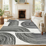 Garvee Abstract 8x10 Area Rugs, Soft Washable 5x7 Rugs for Living Room Bedroom, Non Slip Ultra Thin Large Carpet Black - Black