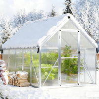 Garvee 8'X10' Silver Large Enhanced Aluminum Greenhouses Kit for Outdoors, Aluminum-Framed Polycarbonate Greenhouse, Heavy Duty Polycarbonate Greenhouse with Quick Setup Structure and Roof Vent