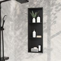 Garvee Stainless Steel Shower Niches Ready for Tile, 12" x 36" Modern Soap Niche, 3-Tier Organizer, No Tile Needed Recessed Wall Niche for Bathroom Storage, Black