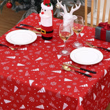 Garvee Christmas Tablecloth Xmas Tree Snowflake Table Covers Winter Holiday Decoration Tablecloth Rectangle Table Cover for Party Kitchen Dinner Waterproof Indoor Outdoor Table Topper,Red, 54x70 - Red#a