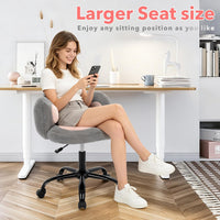 Garvee Cute Cat Paw Vanity Chair – Armless Rolling Desk Chair, Adjustable Height, Swivel Stuffed Fabric Seat, Comfortable Lumbar Support, Kids Room or Bedroom, Color: Gray + Pink
